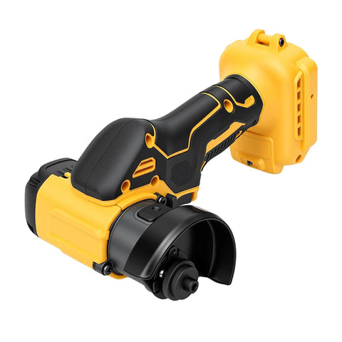 Badass Cordless Mini Circular Saw With Brushless Motor Spins At 12000 RPM And 3 Adjustable Speeds With Dual Mode Capability To Flip Into An Angle Grinder For Cutting Wood Metal Tile Plastic Works With Dcb 18v Batteries, showing the tool's handle and motor.