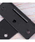 Close-up of Beefy Heavy Duty 20 Piece Triangle T Shape Barn Door Hinges with sturdy steel blades, black coated for sheds and cabinets.