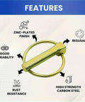 Beefy Heavy Duty Steel Quick Release Pins Kit With O Rings 50 Pcs Assortment, zinc-plated for rust resistance and durability.