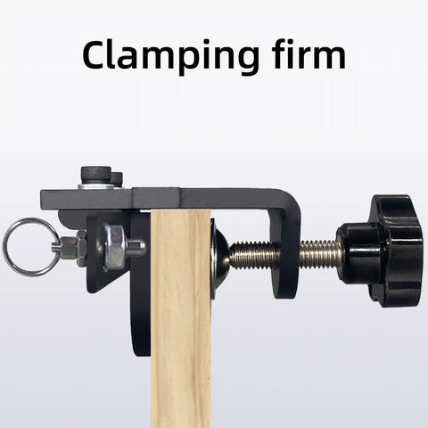 Heavy Duty 3 In 1 Dowel Jig Kit With High Carbon Steel Adjustable Woodworking Drill Guide clamp detail for secure board holding.