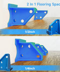 40 Piece 2 In 1 Flooring Spacers for 1/2 Inch and 1/4 Inch Gaps, blue triangular design on wood surface