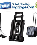 EZ Roll Luggage Cart With Lightweight Aluminum Frame For Easy Transport Of Luggage And Supplies Holds Up To 77 Lbs Extends To 38 Inches