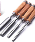 Pro Woodworking Chisel Set For Carving And Precision 4 Piece CR V Steel Chisels With Semi Circular Edge Lightweight Solid Wood Handles