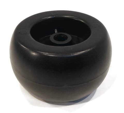 12 Pack Deck Wheel Roller Kits For Toro Exmark Tractors 103 3168 103 4051, close-up of a single black deck wheel, 5x2 3/4 inch size.