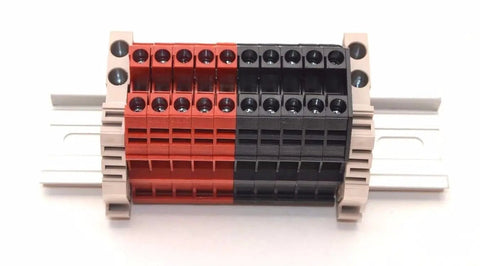 10 Gang DIN Rail Terminal Blocks For Solar And Power Distribution, Plug And Play Ready, 10 22 AWG Cables, 30 Amp, 600 Volt UL Rated