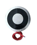 Heavy Duty 24V Electric Magnetic Lifter Cylindrical Suction Plate 14000KG Capacity with red wiring for industrial use.