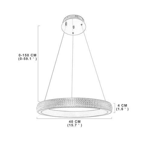 Sleek Dope Modern Gold Circular LED Pendant Light Fixture With Adjustable Chain, 16 Inch Diameter, Low Profile 1.6 Inch