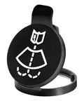 Premium Windshield Washer Fluid Reservoir Cap Replacement For Wiper Bottle Tank Direct Fit Cover OEM Style Cap For GMC Chevrolet Buick Cadillac Models Compatible With 12767700 13227300 19172571, black color with washer icon on top view.