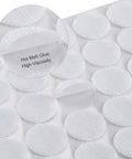Close-up of 1000 Self Adhesive Dots 500 Pairs Hook And Loop Dots Tape 10mm Nylon Sticky Back Dots White showing texture and glue detail