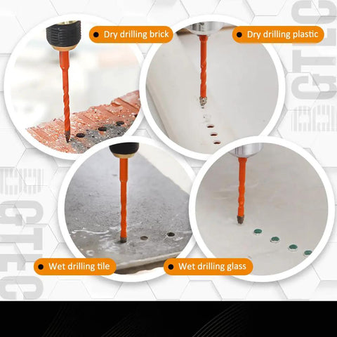 Crisscross Serrated Carbide Masonry Drill Bit Set For Concrete And Brick, 10 Piece used on brick, plastic, tile, and glass surfaces.