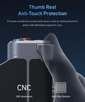 Thumb rest of Master Grip Universal Magnetic Phone Grip With C03 Selfie Light Kit, CNC aluminum with anti-slip texture.
