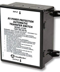Basic Automatic Transfer Switch For Generator Power, 30 Amp, Time Delay At Power Up, black unit with input-output labels