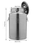 Built Tough Stainless Steel Food Storage Container With Airtight Silicone Seals And Secure Locking Clamps For Kitchen Pantry Organization And Keeping Rice Grains Fresh 12 Liter side view showing dimensions and design.