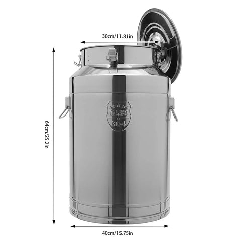 Built Tough Stainless Steel Food Storage Container With Airtight Silicone Seals And Secure Locking Clamps For Kitchen Pantry Organization And Keeping Rice Grains Fresh 12 Liter side view showing dimensions and design.