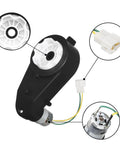 Beefed Up 12V Upgrade Motor Gearbox 2 Pack RS550 40000 RPM for Kids Ride On Cars, close-up view of black casing