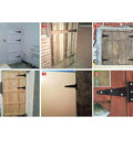 8 Inch T Strap Barn Door Hinges Heavy Duty Gate Hinge Set Black Wrought Iron Rustproof 6 Pcs installed on various wooden doors