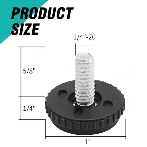Stainless Steel Adjustable Furniture Feet One Quarter Twenty Thread Screwed In Levelers with 1/4 inch thread and PP base