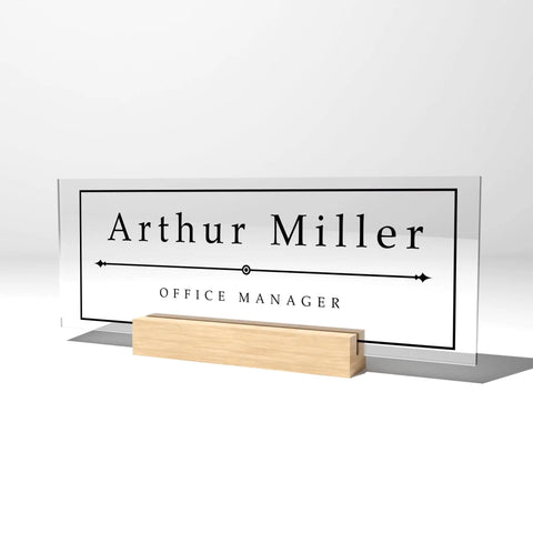 Personalized Acrylic Desk Name Plate For Office Decor With Font Options And Material Choices Ten By Three Point Five Inches Boss Vibes