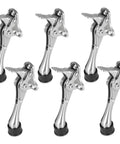 6 Pack Built Tough Heavy Duty Zinc Alloy Door Stop Set With Foot Operated Action And Spring Return, Non Slip Plastic Tip