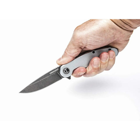 Hand gripping 3 1/4 Inch Drop Point Pocket Knife With Aluminum Handle, D2 Steel Blade, Smooth Ball Bearing Deployment, Ergonomic Grip
