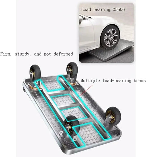 Heavy Duty Folding Cart With Wheels And Handle For Easy Haul And No Sweat Transport Durable Platform Cart Built To Last 90 By 60 Cm