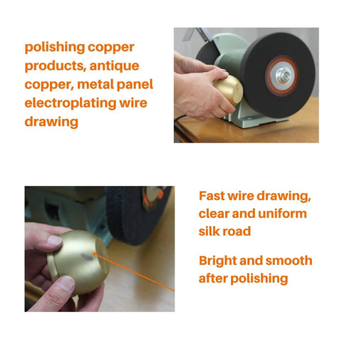 Heavy Duty 8 Inch Nylon Fiber Buffing Wheels Slick Metal Polishing Pads 180 Grit Bench Grinder Tank With 5/8 Inch Arbor in use on copper