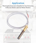 Gas fryer/oven thermopile and thermocouple replacement cable; braided stainless steel sheath, brass probe tip, 2-wire