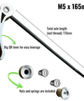 Heavy Duty Quick Release Rear Wheel Skewer For Easy Axle Swaps And Indoor Trainer Compatibility with QR lever, nuts, and springs