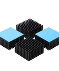 4 Pack Black Aluminum Heat Sinks With Pre Applied Thermal Conductive Tape for VRMs GPUs Stepper Drivers and 3D Printer Motors
