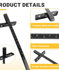 Heavy Duty Metal Rip Fence Guides For Circular Saws Fits Like A Dream For Dead Nailed Straight Cuts Premium Steel Rail Jig 2 Pack showing premium metal saw guide rail with clear graduations.