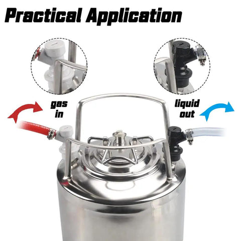 Keg Ball Lock Disconnect Set With Gas 1/4 Barb And Liquid 1/4 Barb Quick Disconnects Plus Beer Swivel Nuts For Home Brewing, Sturdy PBT Body And Stainless Steel Barb Parts, Easy Clamp On Connections, keg with gas in and liquid out disconnects