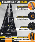 Image showing All In One Wire Stripper Cutter And Crimper For Electricians With Needle Nose Pliers, Ergonomic Glow In The Dark Handles.