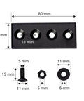 Track Connecting Plate Kit For Barn Door Track System, Metal Joint Plate Flat Fixing Connector, dimensions shown