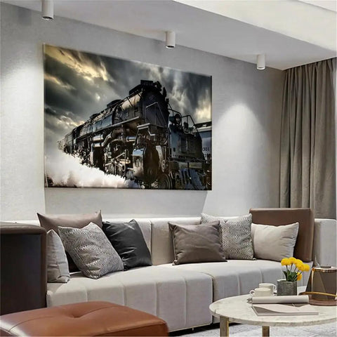 Dope Steam Locomotive In Motion Poster Wall Art Print Canvas Painting for Bedroom Living Room Bathroom or Office Decor