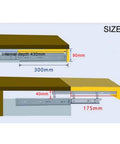 Diagram showing dimensions for Heavy Duty Telescoping Folding Hinge With Self Locking Bracket and Hydraulic Cushion.