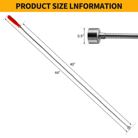 Flexible Arm Magnetic Pick Up Tool With 20 Pound Pull, 44 Inch Bendable Magnet Sweeper, Long Retriever For Home And Auto, Grab Keys, Nuts, Bolts And Small Metal Parts, Ideal DIY Gift For Him