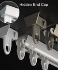 Hidden end caps on aluminum ceiling track from Commercial Grade Sliding Barn Door Hardware Kit delivering flawless glide.