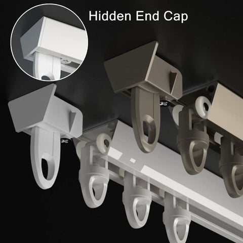 Hidden end caps on aluminum ceiling track from Commercial Grade Sliding Barn Door Hardware Kit delivering flawless glide.
