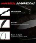 Heavy Duty Windshield Wiper Blades For 2007 To 2013 Chevy Silverado Tahoe Suburban GMC Sierra Yukon Cadillac Escalade Rustproof Aero Frame Road Ready Specs And Super Crisp Sightlines Easy Hookup showcasing natural rubber, pinch tab, and elastic steel plate details.