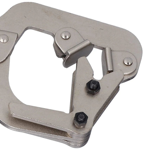 Heavy Duty Chrome Steel Welding Clamps With 360 Degree Rotation For Versatile Metalworking Pipe Joining And Wood Column Fixing Jobs Onsite, close-up view showing rotating mechanism.