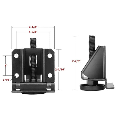 Heavy Duty Adjustable Table And Workbench Leveling Legs Kit 8Pcs rock solid metal furniture feet with dimensions shown