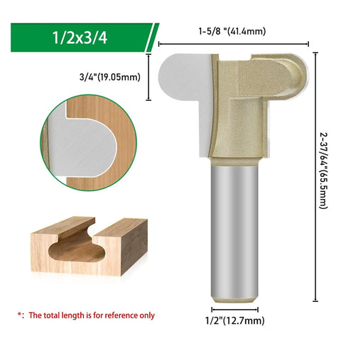Solid 1/2 Inch Shank Drawer Pull Router Bit For Woodworking Pros, 1/2" diameter, designed for finger grooves in wood.