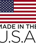 American flag with text 'Made in the U.S.A.' below, indicating origin of Mixed Up Pick Up Lines Magnetic Word Tiles Kit For Refrigerator Over 200 Themed Tiles To Craft Witty Fridge Poems And Playful Letters Giftable Set Made In The USA