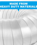 Heavy Duty 4 Inch By 50 Foot PVC Dust Collection Hose, Flexible Clear Debris And Fume Hose with steel clamps, close-up view