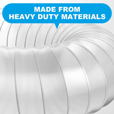 Heavy Duty 4 Inch By 50 Foot PVC Dust Collection Hose, Flexible Clear Debris And Fume Hose with steel clamps, close-up view