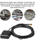 All Weather Waterproof Active GPS Antenna With SMA Male Connector For Car Stereo Head Unit Navigation System Truck Marine Boat GPS Tracker Real Time Tracking Magnetic Or Adhesive Mount 3 Meter Cable on white background with usage examples