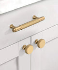 Installed 10 Pack Champagne Bronze Knurled Cabinet Knobs For Dresser Drawers Brass Cupboard Hardware For Cabinets CK0029 on white drawers
