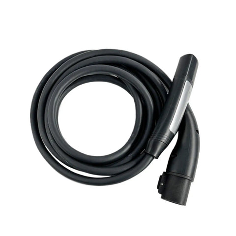 Heavy Duty Portable Ev Charger Extension Cable 48 Amp 5 Meter Power Cord coiled with a durable black exterior.