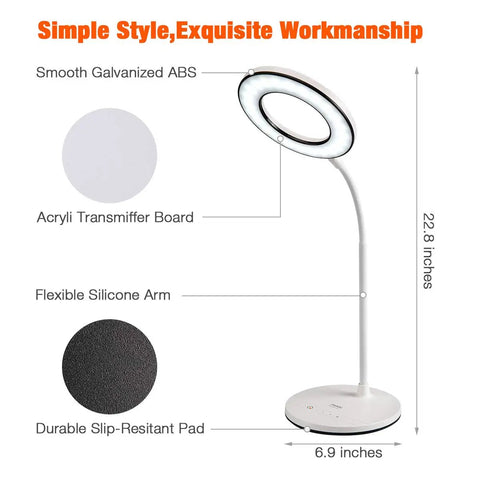 Eye Caring LED Desk Lamp With 3 Color Modes No Glare And Four Brightness Levels Dimmable With Adapter Touch Control