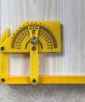 Top Shelf Dead On Accurate Plastic Protractor Angle Finder With Measuring Arm Ruler Tool Features 0 To 180 Degree Range on wood